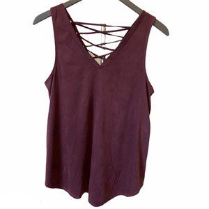 Grayson Threads faux suede tank top burgundy S